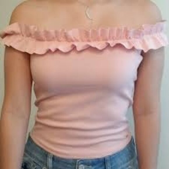 Guess Pink Off the Shoulders Top Size L - Picture 1 of 8